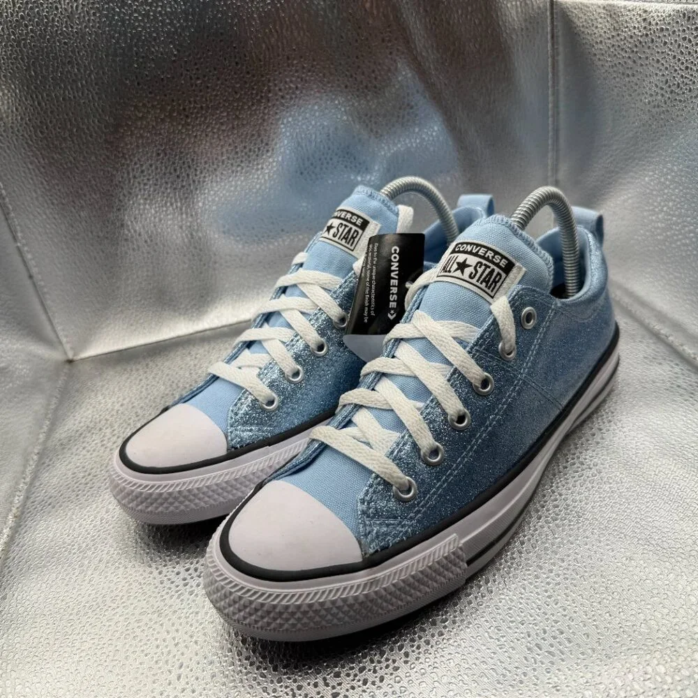 Size 6 Converse Chuck Taylor All Star Madison Glitter Blue Kids Sneakers A13157C